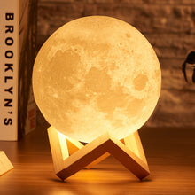 Load image into Gallery viewer, Rambery moon lamp 3D print night light Rechargeable  3 Color Tap Control lamp lights 16 Colors
